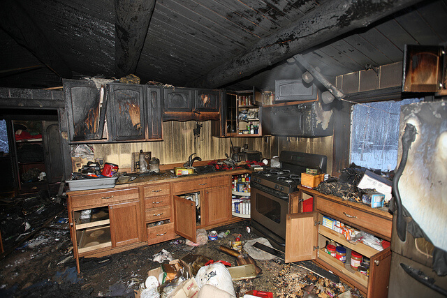 Photo of burned out kitchen