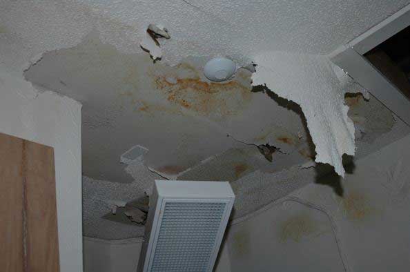 Photo of water damaged ceiling
